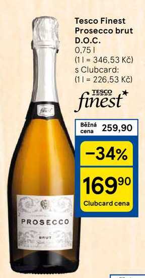 Tesco Finest Prosecco brut D.O.C., 0,75 l