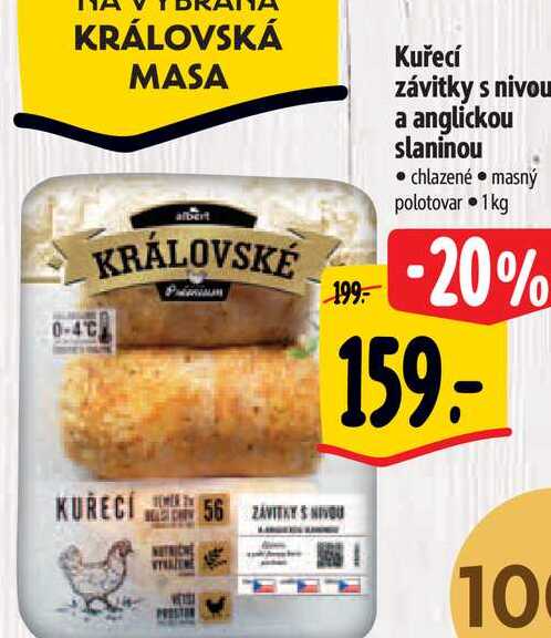   Kuřecí závitky s nivou a anglickou slaninou 1 kg