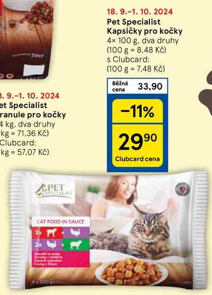 Pet Specialist Kapsičky pro kočky, 4x 100 g