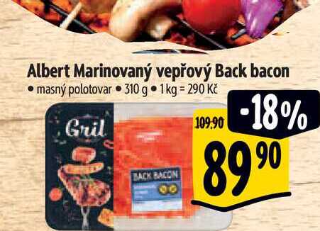 Albert Marinovaný vepřový Back bacon  310 g