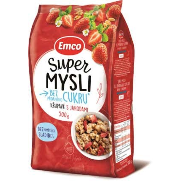 Emco Super Mysli bez přidaného cukru Křupavé s jahodami