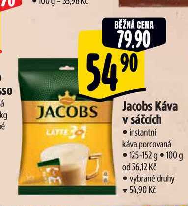  Jacobs Káva v sáčcích • instantní káva porcovaná  125-152 g 