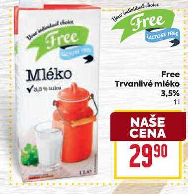 Free Trvanlivé mléko 3,5% 1l 