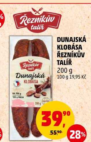 DUNAJSKÁ KLOBÁSA ŘEZNÍKŮV TALÍŘ, 200 g