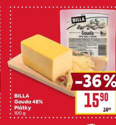 BILLA Gouda 48% Plátky 100 g 