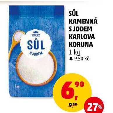 SŮL KAMENNÁ S JODEM KARLOVA KORUNA, 1 kg