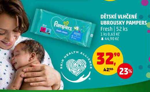 DĚTSKÉ VLHČENÉ UBROUSKY PAMPERS Fresh, 52 ks