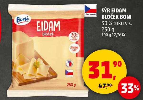 SÝR EIDAM BLOČEK BONI 30% tuku vs., 250 g 