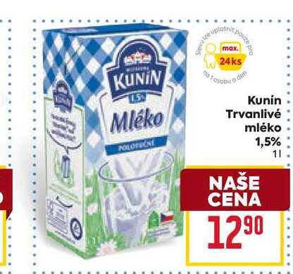 Kunín Trvanlivé mléko 1,5% 1l