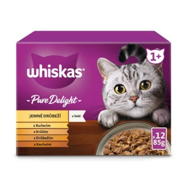 Whiskas Pure Delight kapsičky drůbeží výběr v želé pro dospělé kočky 12x85g