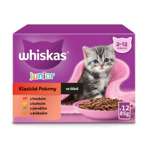 Whiskas Kapsičky Klasický výběr ve šťávě pro koťata 12x85g