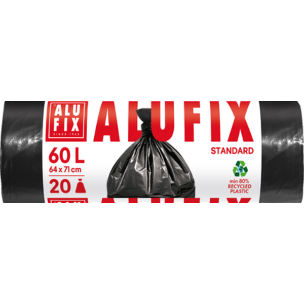 Alufix Pytle na odpadky 60 l, 20 ks, 15 µm, 64 x 71 cm, HDPE  černé