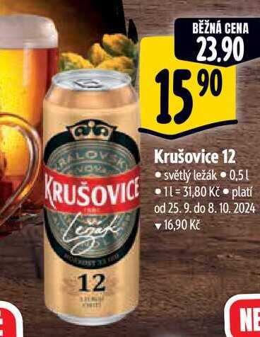  Krušovice 12 světlý ležák  0,5 l