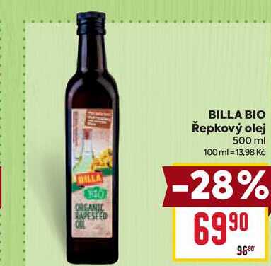 BILLA BIO Řepkový olej 500 ml 