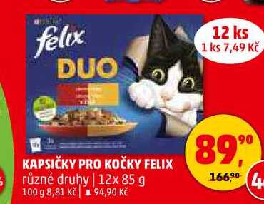 KAPSIČKY PRO KOČKY FELIX Srůzné druhy, 12x 85 g