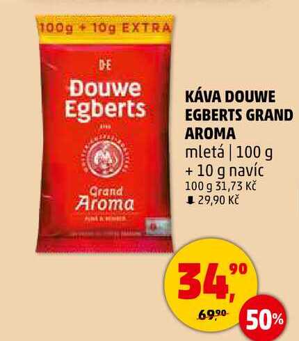 KÁVA DOUWE EGBERTS GRAND AROMA mletá, 100 g + 10 g 