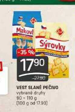 VEST SLANÉ PEČIVO vybrané druhy 90-110 g 