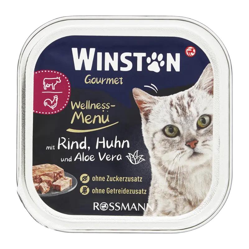 Winston Vanička pro kočky Wellness menu s kuřecím a hovězím a Aloe vera, 100 g