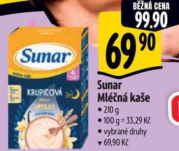 Sunar Mléčná kaše, 210 g