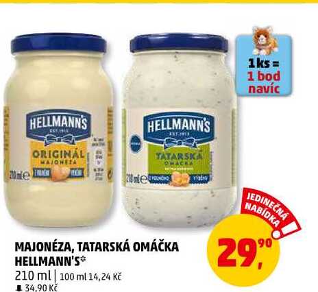 TATARSKÁ OMÁČKA HELLMANN'S, 210 ml 