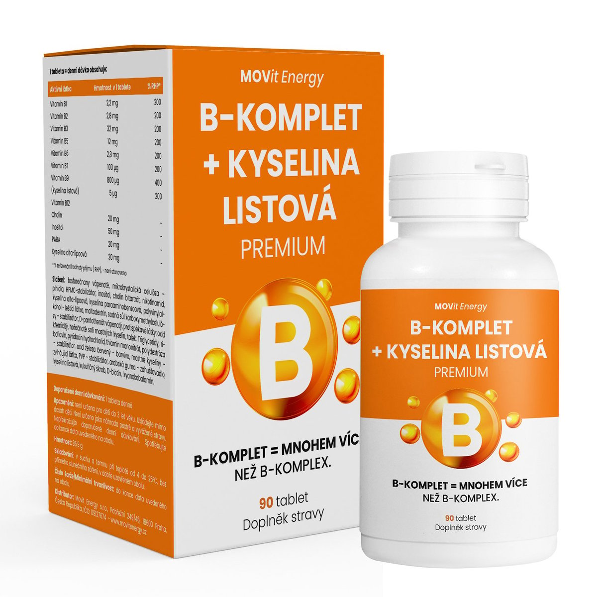 MOVit B-Komplet+Kyselina listová PREMIUM tbl.90