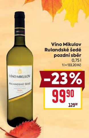 Víno Mikulov Rulandské šedé pozdní sběr 0,75l