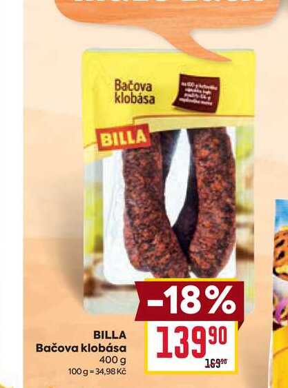 BILLA Bačova klobása 400 g 