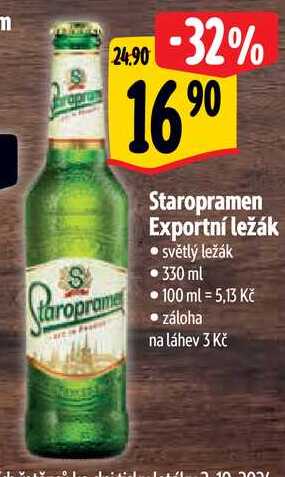 Staropramen Exportní ležák, 330 ml 