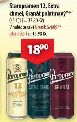 Staropramen Extra chmel, Granát polotmavý, 0,5 l