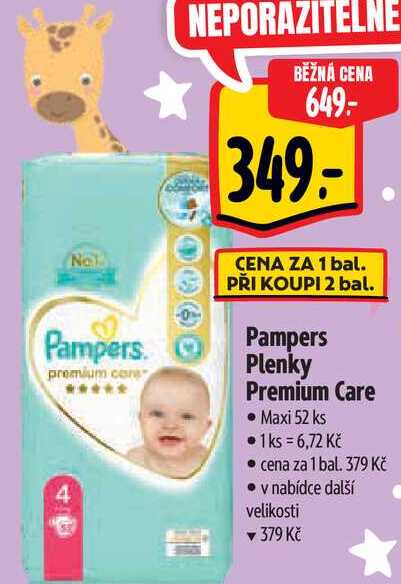  . Pampers Plenky Premium Care • Maxi 52 ks  v akci