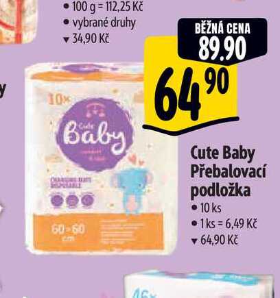   Cute Baby Přebalovací podložka • 10 ks  v akci