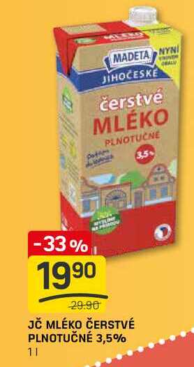 JČ MLÉKO ČERSTVÉ PLNOTUČNÉ 3,5% 1l