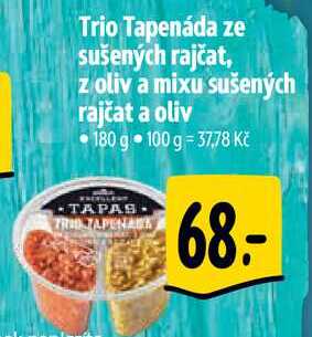 Trio Tapenáda ze sušených rajčat, z oliv a mixu sušených rajčat a oliv, 180 g