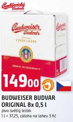 BUDWEISER BUDVAR ORIGINAL 8x 0,5l