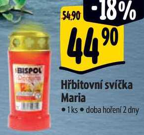 Hřbitovní svíčka Maria, 1 ks