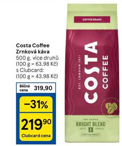 Costa Coffee Zrnková káva, 500 g