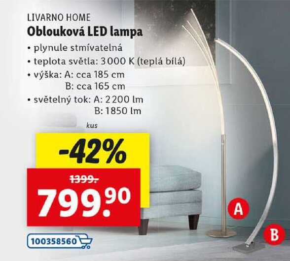 Oblouková LED lampa