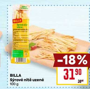 BILLA Sýrové nitě uzené 100g