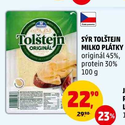 SÝR TOLŠTEJN MILKO PLÁTKY, 100 g 