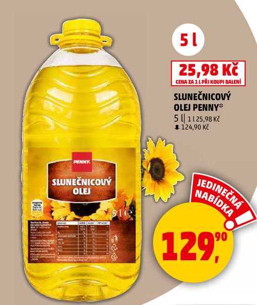 SLUNEČNICOVÝ OLEJ PENNY, 5 l