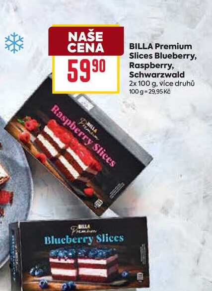 BILLA Premium Slices Blueberry, Raspberry, Schwarzwald 2x 100 g