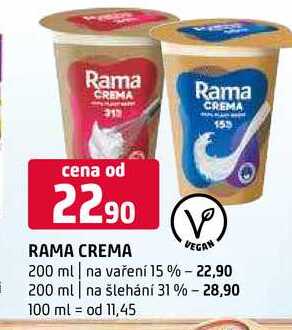 Rama crema 200 ml na vaření 15 % 200 ml na šlehání 31 %