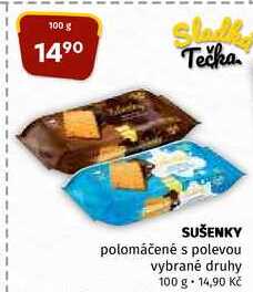 Sušenky polomáčené s polevou vybrané druhy 100 g 