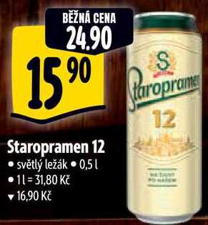 Staropramen 12, 0,5 l  v akci