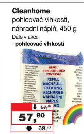 Cleanhome pohlcovač vlhkosti, náhradní náplň, 450 g