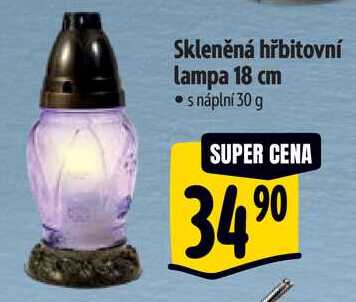 Skleněná hřbitovní lampa 18 cm 