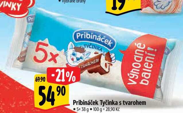 Pribináček Tyčinka s tvarohem, 5x 38 g