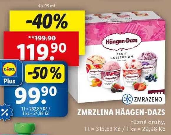 Zmrzlina Häagen-Dazs, 4x 95 ml