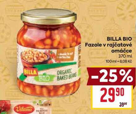 BILLA BIO Fazole v rajčatové omáčce 370 ml