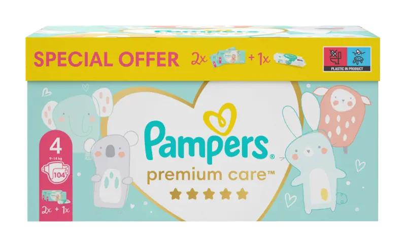 Pampers Plenky Premium Care 9 - 14 kg, vel. 4, 104 ks